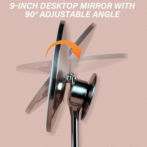 Miusco Makeup Mirror 9" Vanity Mirror with Lights, 5X & 10X Magnification - Front/Back Magnetic Design, Rechargeable & Cordless, Touch Dimming, 90° Adjustable Angle, Metal Frame, Includes USB Cable by Miusco - Image 5
