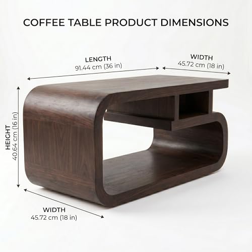 Image of SONA ART & CRAFTS Sheesham Wooden Center Coffee Table for Living Room Home with Shelf Storage | Wooden Coffee Table | Center Table for Living Room | Tea Table | Walnut Finish