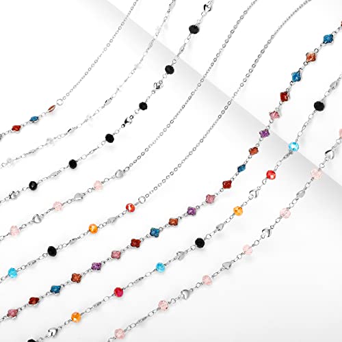 Image of Eyeglass Chain Silver Stainless Steel Handmade Necklace for Reading Glasses Sunglass Beaded Chains for Men Women