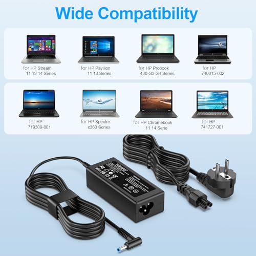 HP Laptop oplaadkabel 45W 19,5V 2,31A voeding voor HP Probook 430 440 450 455 470 250 G3 G4 G5 G6 G7, Elitebook 820 840 850, Pavilion, Spectre, Envy, X360 11 13 15 (Stekker 4,5 x 3,0 mm) - Afbeelding 5