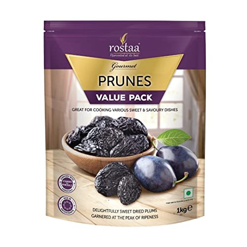 Image of Rostaa Dried Pitted Sweet Prunes Dry Black Plum 3 kg (Pack of 3 x 1kg) (Gluten Free, Non-GMO & Vegan)Dried Plums, Rich Pitted Prunes,High in Vitamins and Fiber,High in Dietary Fiber,Dried Seedless Plums, Healthy Snacks