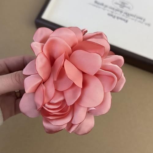 Image of Large Fabric Rose Flower Brooch Lapel Pins for Women Bride 7.5in Big Satin Camellia Flower Brooches Pin Dress Suit Ceremony Accessories Wedding Prom Jewelry Gifts