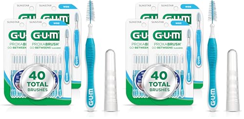 Image of GUM Proxabrush Go-Betweens - Wide - Interdental Brushes - Soft Bristled Dental Picks for Plaque Removal Health - Safe for Braces & Dental Devices,10 Count (Pack of 8)