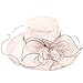 Women Organza Church Derby Hat Wide Brim Sun Hats for Wedding Tea Party Fascinator Hat Fashionable Wide Brim Fedora (Pink, One Size)