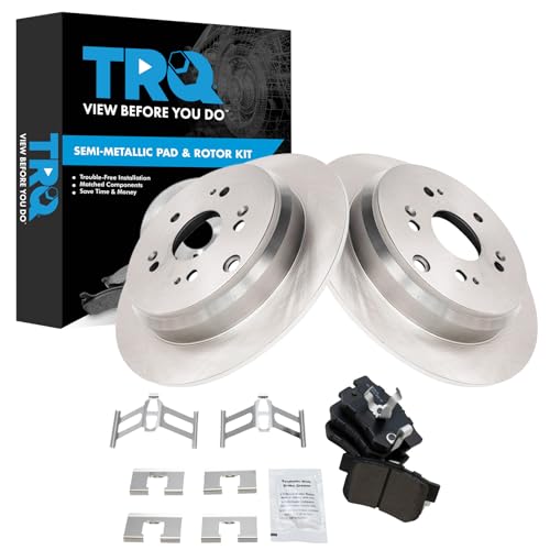 Image of TRQ Rear Brake Pad and Rotor Set Semi Metallic Vented Rotors 12.01 in 5-Lug | For 2010-2018 Acura RDX FWD 2005-2016 Honda CR-V