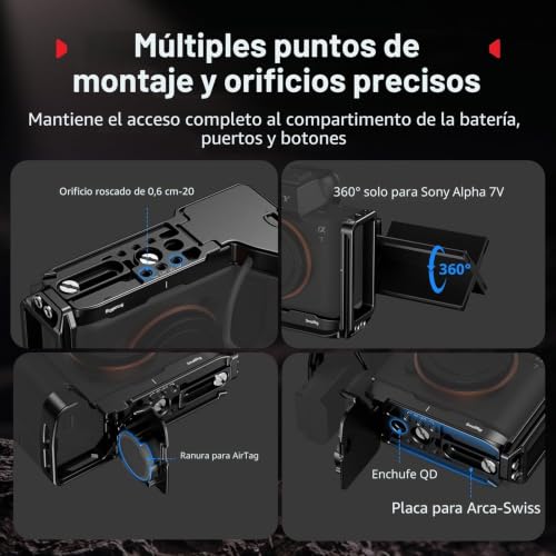 Placa de montaje en L SmallRig para Sony Alpha 7 IV y V con zapata Arca-Swiss 6