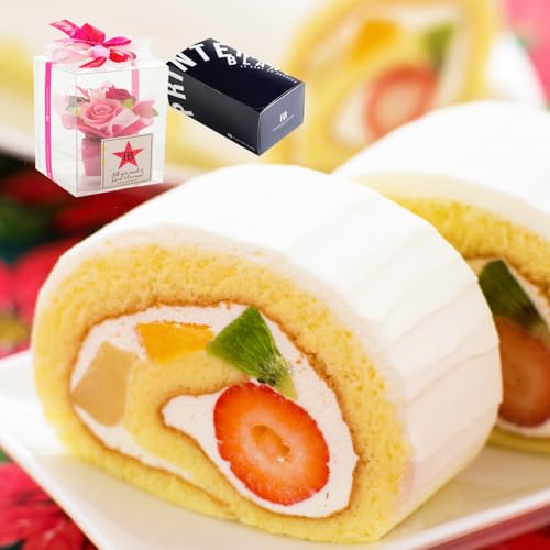 母の日限定 日比谷花壇コラボ PBオリジナルプリザーブドフラワー セット (ロールケーキ＆プリザーブドフラワー) 【プランタンブランby花月堂・公式】 盛岡お取り寄せグルメ プリザーブドフラワー付きフルーツ ロールケーキ (プランタンヌーボー 長さ約18ｃｍ直径約10ｃｍ) ［プリザーブドフラワー 箱サイズ12cm×12cm×16cm］ ロールケーキ＆スイーツ専門店のケーキ ※消費期限:発送日を含め冷蔵3日※ 母の日 ギフト