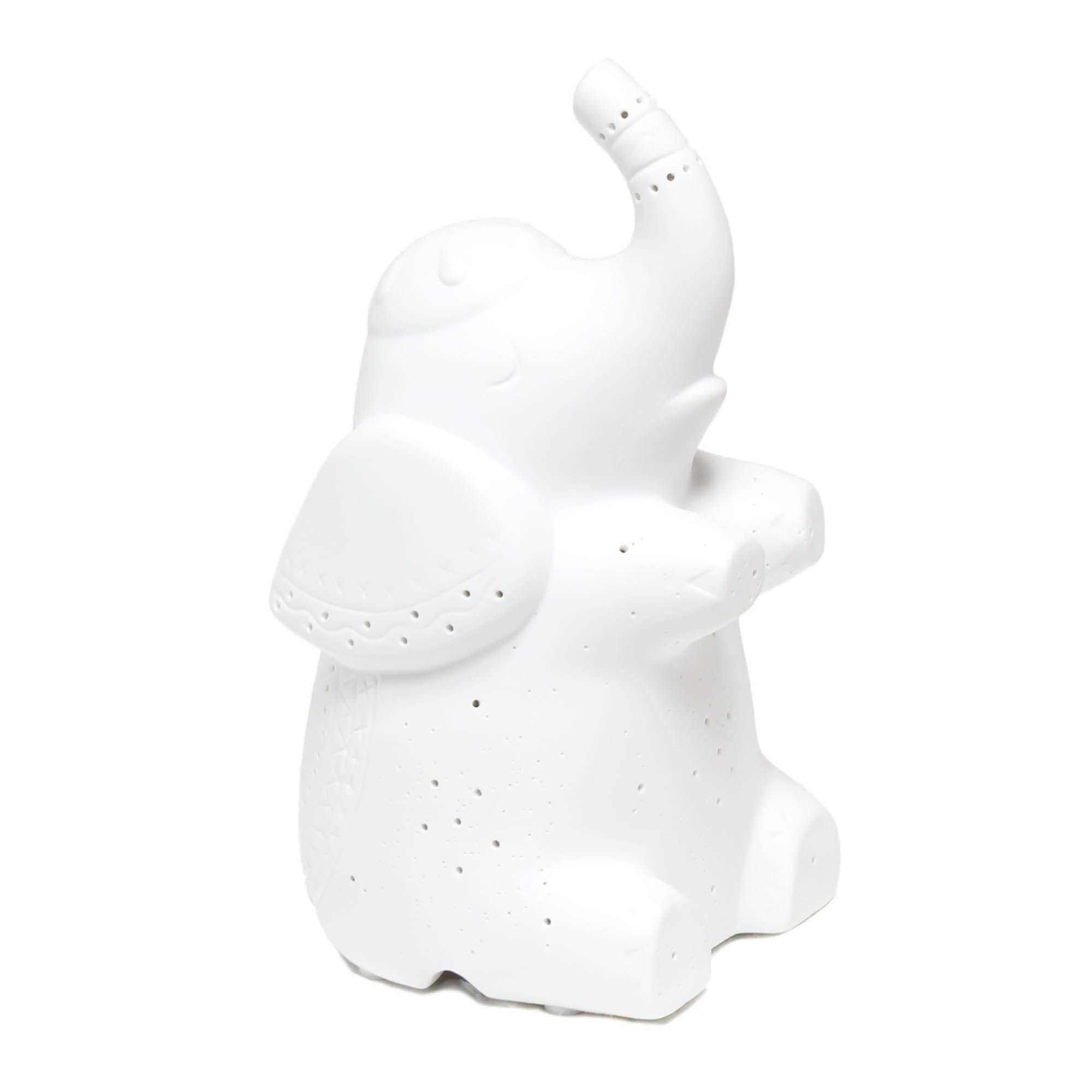 Simple Designs LT3337-WHT White Porcelain Fun Shaped Sitting Night Light Table Lamp Elephant