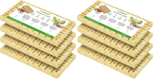 VIVOSUN 1" Rockwool Cubes, 200 Plugs Stonewool Starter Grow Cubes for Cuttings, Cloning, Plant Propagation, Seed Starting, Hydroponic Grow Media for Vigorous Plant Growth (Pack of 2)