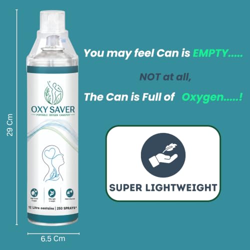 Image of 12 Litres Portable Oxygen Cylinder | 250 Sprays of Pure Oxygen | Oxygen Cylinder for Travelling & Home Use | Provides Instant Support for High Altitude Travel, Air Pollution and Emergency Situations