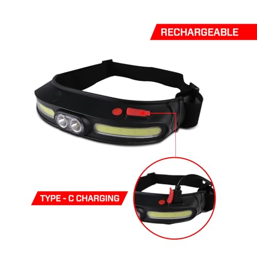 Image of IBELL HL8245S Headlamp Torch with Headband, Rechargeable, LED with 5 Light Modes, Type C Charging, Light Weight, Super Bright & Long Range, for Cycling, Trekking, Camping (Black)