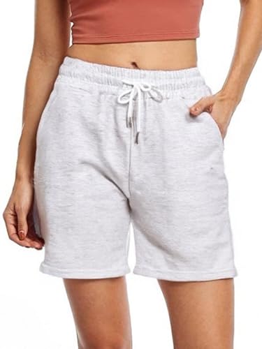 JSEMOY Womens Sweat Shorts with Pockets? Women's Casual Summer Athletic Comfy Shorts Workout Lounge Shorts (US, Alpha, Large, Regular, Regular, Grey)