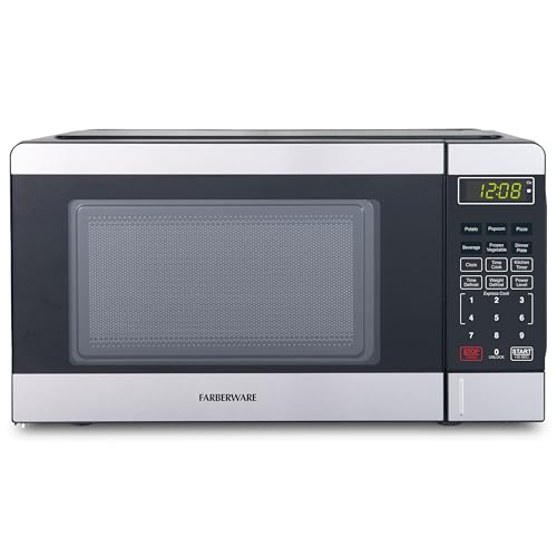 Farberware Compact Microwave Oven, 0.7 Cu. Ft, 700-Watt, with Auto Cook Menus,...