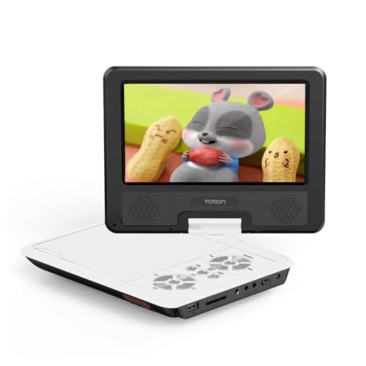 Lecteur DVD Portable pour Voiture YOTON pour Enfants 9,5" avec écran pivotant HD de 7,5 Pouces, Haut-Parleur stéréo, Prend en Charge 4 à 6 Heures de Lecture et synchronisation USB/Carte SD/TV, Blanc