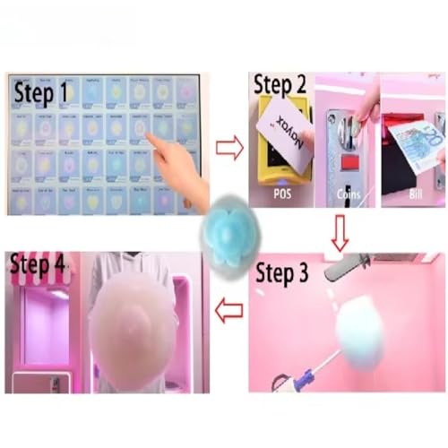 Cotton Candy Vending Machine, Automatic Commercial Cotton Candy Maker with Touchscreen & Cashless Payment, Stainless Steel Vending Equipment, for Mall Arcade Entrepreneurs - Thumbnail 4