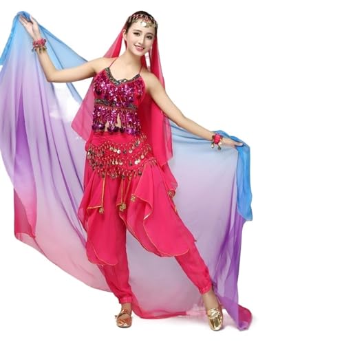Bufanda de danza del vientre con hilo premium velos sólidos de caída elegante 5
