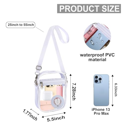 Image of Fibrdoo Clear Crossbody Purse Bag, Clear Bag Stadium Approved with Front Pocket for Concerts Sports Festivals