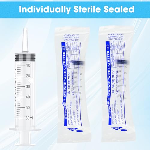 Image of 10 Pack 60mL Plastic Syringes for Liquid - Large Syringe Without Needle for Liquid, Measurement & Scientific Labs