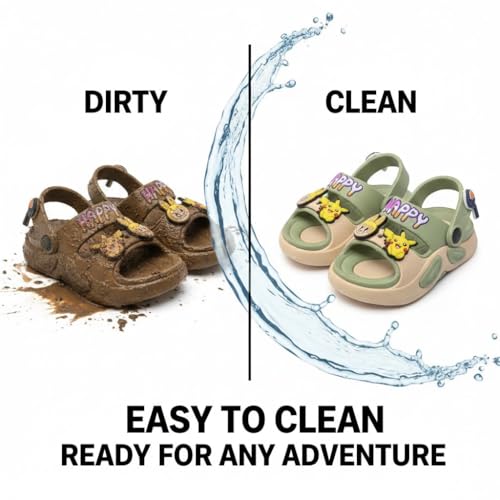 Image of GLJ Kids Comfort Clogs Sandals for Boy and Girl, 1 to 14 Years, Two-Strap Design, Easy to Wear Slip On, Dust and Waterproof, 1100