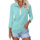 ZTFYKLIN Ropa Fiesta Mujer Camisas De Verano con Cuello En V Y Manga 3/4 para (Mint Green, S) Camiseta Deporte Camisetas Interiores Nochevieja Top Blusa Roja Lencera Larga Verde Elegante Camisa