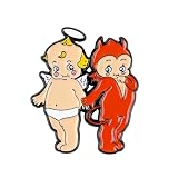 Angel & Devil Baby Enamel Pin, Cute Cartoon Baby Angel Devil Brooch Pins, Good Vs Evil Badges, Nostalgic 90s Kids Retro Badge Brooch, Gifts For Chaotic Besties, Funny Friendship Gift, Ironic Vintage Decorative Jewelry Accessories For Backpack Jacket Hat
