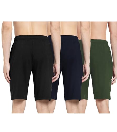 Image of West Gate Clothing Plus Sizes Men's Cotton Knee Length Shorts | Casual and Night Wear Mens Shorts Pack of 3