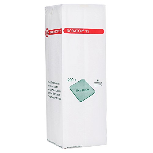 NOBATOP 12 Compresas Tela de Vellón 200 Piezas Compresas 6 Capas - 10 cm x 10 cm