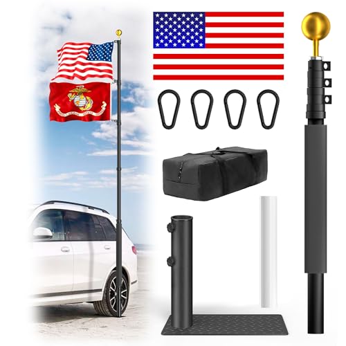 IOEN 20FT Telescoping Flag Pole Kit with Tire Mount & US Flag