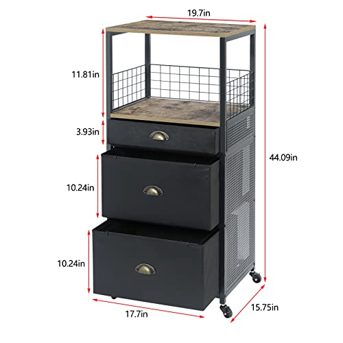 Jakyitvi Mobile Printer Stand With 3 Drawers For Two Printers, Rolling File Cabinet With Drawer Anti-Drop Device, Printer Shelf With Wheels For Hanging File Folders For Home Office #TOP2