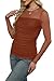 XIEERDUO Womens Fall Fashion 2025 Mesh Long Sleeve Shirts for Women Sexy Tops Ruched Going Out Outfits for Women Caramel S