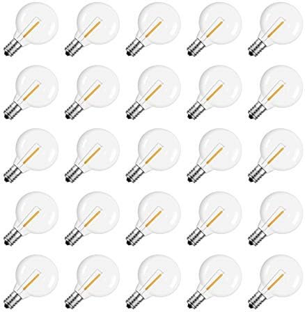 Meconard 25 Pack G40 LED Outdoor String Light Replacement Bulbs, Warm White