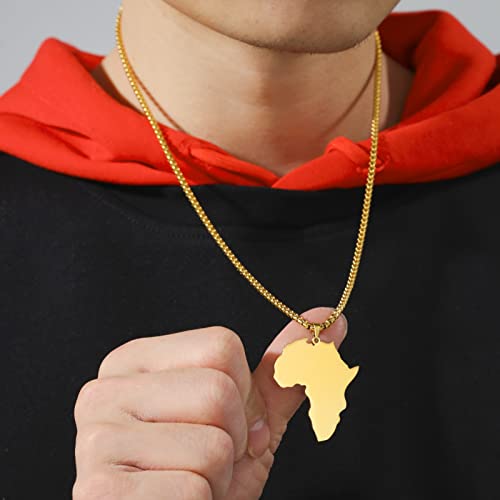 VASSAGO Africa Map Pendant Necklace for Men Women Stainless Steel Africa Continent Motherland Pendant African Map Necklace Jewelry Hiphop Gifts4