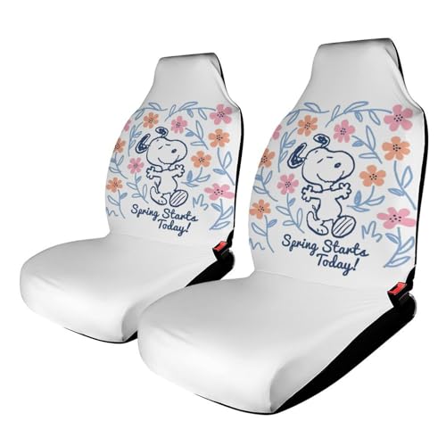 スヌーピー カーシートカバー 防塵 汚れ防止 取り付け簡単 おしゃれ 軽自動車 普通車 SUV 前席適用 滑り止め ポケット付き 車用 カー用品 シート保護