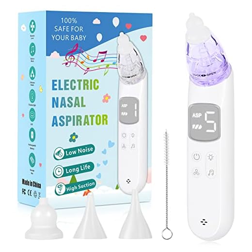 Electric Baby Nasal Aspirator - Rechargeable Baby Nose Sucker Nose Aspirator for Toddler, Automatic Nose Suction with 5 Suction Level, 3 Silicone Tips Music & Light Soothing