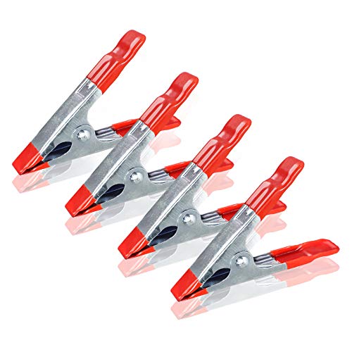 Lanzeuta 4Pcs 4 Inch Red Metal Spring Clamps, Heavy Duty Clips With Pvc Coated Tips & Handles For Gluing, Clamping & Securing #TOP4