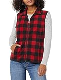 Amazon Essentials Women's Classic-Fit Sleeveless Polar Soft Fleece Vest, Black Red Buffalo Plaid, Large