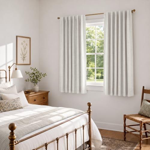 Image of Linen Textured Total Blackout Curtains for Bedroom 54 Inches Long, Beige | 100% Blackout Shield, Back Tab /Rod Pocket Living Room Drapes, Thermal Insulated Blackout Curtains 2 Panels Set, 42 inchW x 54 inchL