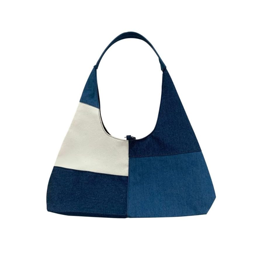 Bolso tote para mujer, diseño patchwork, gran capacidad, de lona, con asa para hombro, bolso de mano femenino, regalo miniatura 1