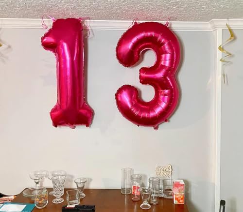 Image of 2 Balloon Numbers Birthday Decorations, 40In Hot Pink Balloons for Party | Eye-catching Appearance, Perfect Decorative Centerpieces, Convenient Self-sealing Structure, Widely for Various Occasions