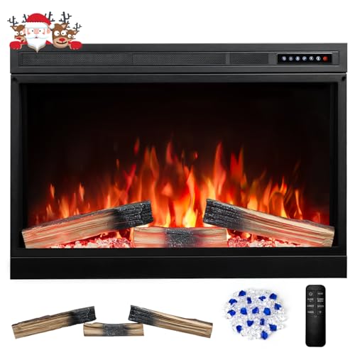 Image of R.W.FLAME 39 inch Electric Fireplace Insert, Adjustable 5 Flame Colors, Fireplace Heater 750W /1500W, 13 Log Colors, Remote Control, Timer (39 inchX27 inch)