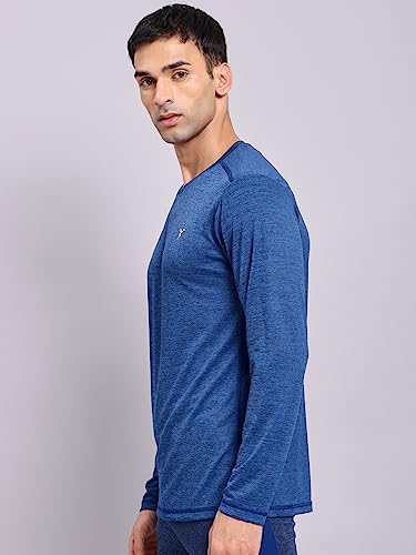 Image of TECHNOSPORT Men's Slim Fit Full Sleeve Round Neck T-Shirt, Double Cool Quick Dry Moisture Wicking Stretchable Sports Gym and Casual Wear