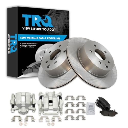 Image of TRQ Rear Brake Pad and Rotor Set Semi Metallic Rotors Calipers | For 2005-2007 Infiniti G35 2006-2009 M35 M45 Nissan 350Z