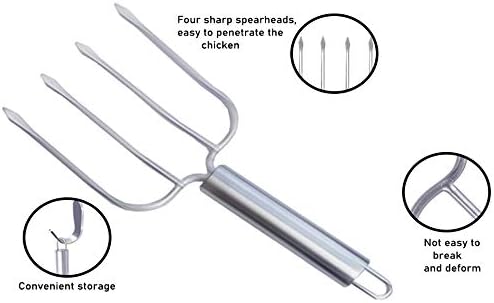 Stainless Steel Turkey and Poultry Lifters Set of 2., Four Needle Meat Fork, Professional Roaster Poultry Fork, Carving Forks - Image 4