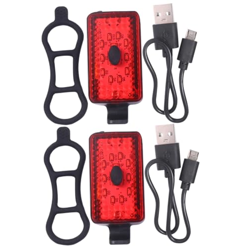 POPETPOP Bike Rear Light Set 2 Pack Waterproof Rechargeable Tail Lights for Night Riding Bright Safe for Cyclists