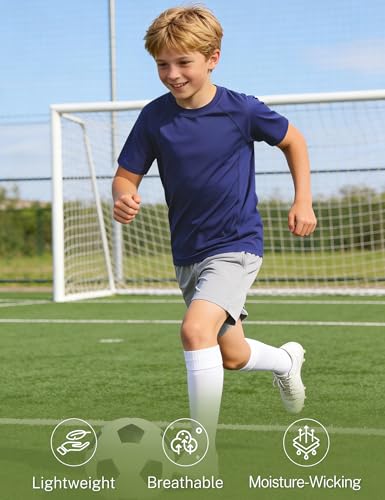 Image of Somaibo Boys Compression Shirt Athletic Football Short Sleeve for Kids | Youth Basketball Baseball Undershirts Quick Dry Sports Base Layer T-Shirt