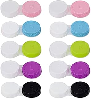 HOTKMB Contact Lens Cases Left Right Soaking Storage Container 5 Colors Leak Proof Protect Your Eyes by Changing for Travel Home Outdoor Flat Design 10 Pieces