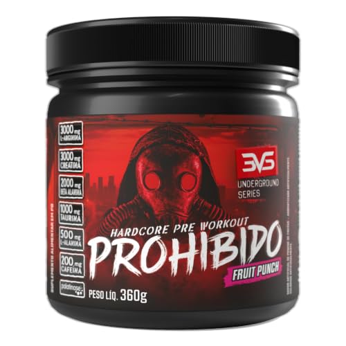 Pré-Treino Prohibido Ponche de Frutas 360g 3VS Nutrition | Hardcore Underground · Cafeína 200mg por Dose + Beta Alanina + Creatina