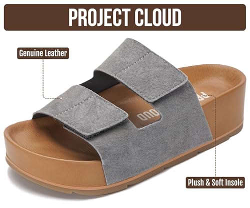 Image of Project Cloud 100% Genuine Leather Platform Sandals Women Footwear-Beach Essentials Summer Wedges with Plush and Soft Insole-Non Slip & Lightweight Wedge Sandals For Women 2026