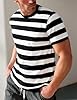 Zengjo Striped T Shirts for Men Short Sleeve(Black/Off White,S) #2
