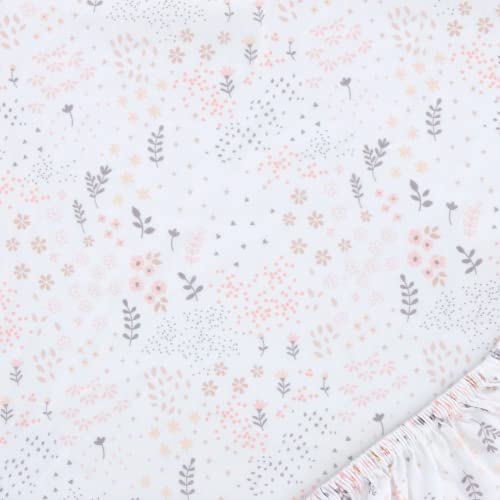 Image of Trend Lab Blush Floral Cotton Fitted Crib Sheet Set for Baby Nursery, Fits Standard Crib Mattress 28 in x 52 in, Fully Elasticized, 8-inch Pockets